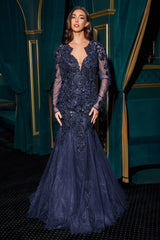 Ladivine CDS545 Strapless Mermaid Gown Floral Sequin