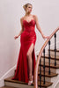 Ladivine CDS559 Fitted Corset Embellished Bodice Open Leg Slit Gown
