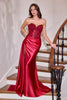 Ladivine CDS565 Sleek Satin Strapless Sweetheart Sequin Applique Gown