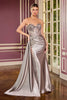 Ladivine CDS565 Sleek Satin Strapless Sweetheart Sequin Applique Gown