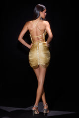 Ladivine CDS572 Metallic Fringe Short Fitted Mini Dress