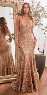 Ladivine CH066 Long Fitted Sequin Mermaid Gown
