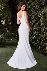 Ladivine CH378W FItted Neoprene Fit and Flare Wedding Dress