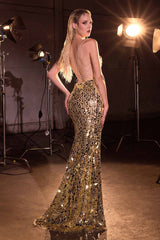 Ladivine CK2409 Scoop Neckline Fitted Mosaic Sequin Dress
