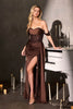Ladivine CR883 Off Shoulder Luxurious Stretch Satin Fitted Gown