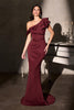 Ladivine CR886 Timeless One Shoulder Cascading Ruffles Stretch Gown