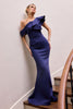 Ladivine CR886 Timeless One Shoulder Cascading Ruffles Stretch Gown