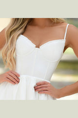 Maeve Satin Corset Bodice Tiered Lace-Up Midi Dress (Ivory) - treasures-4-u-2-day