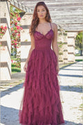 Dahlia Sweetheart Ruffle Tiered Formal Wear Gown (Mulberry)