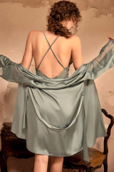 Luxurious Lace Satin Bridal Lingerie Set with Nightgown & Robe - 7 Colors Next Day Shipping