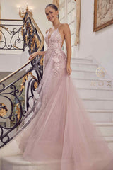 Nox Anabel F485 Lace and Beads Mermaid Gown Chiffon Overskirt