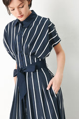 [PREORDER] PINSTRIPE STORY WOVEN MIDI DRESS