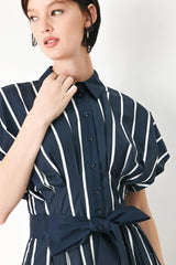[PREORDER] PINSTRIPE STORY WOVEN MIDI DRESS