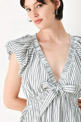 WHISPER STRIPE WOVEN MIDI DRESS