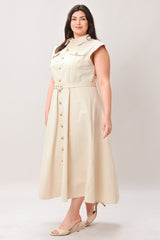NEUTRAL COMMAND WOVEN SHIRT DRESS