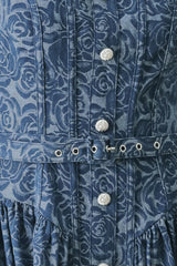MIDNIGHT GARDEN DENIM MIDI DRESS