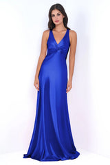 Odette V-Neckline Twist-Front Detail Formal Maxi (Royal) - treasures-4-u-2-day