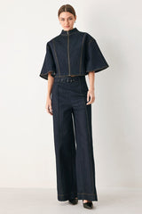 URBAN STITCH WIDE SLEEVE DENIM CAPELET TOP