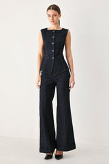 CONTRAST STITCH DENIM VEST
