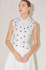 CAFÉ NOIR POLKA WOVEN TOP