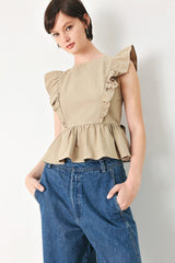 WHITE BLOSSOM WOVEN TOP