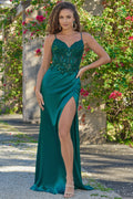 The Ivy Beaded Bodice Corset Luminous Formal Gown (Emerald)