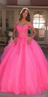 Nox Anabel H1349 Poofy Long Quinceanera Off the Shoulder Ballgown