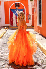 Nox Anabel H1351 Long A-Line Tiered Layered Ruffled Tulle Ballgown