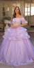 Nox Anabel H1360 Off the Shoulder 3D Floral A-Line Gown Removable Skirt