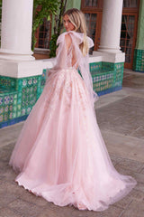 Nox Anabel H1680 Draped Tie-Up Straps Applique Tulle Dress
