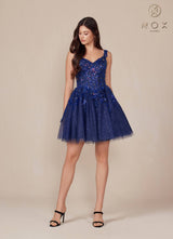 Nox Anabel H846 Short Glitter Sequin Applique A-Line Dress