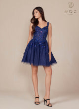 Nox Anabel H846 Short Glitter Sequin Applique A-Line Dress
