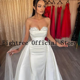 Eightree Sexy White Wedding Dresses Lace Sweetheart Detachable Train Bride Dress Mermaid Satin Wedding Evening Gowns Customized
