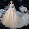 Luxury Ivory Wedding Dress with Scoop Neck