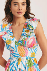 PINEAPPLE PARADISE WOVEN MAXI DRESS