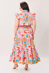 RIVIERA MOSAIC WOVEN MIDI DRESS