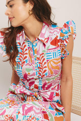 RIVIERA MOSAIC WOVEN MIDI DRESS