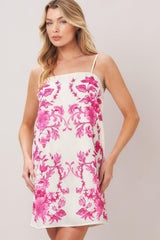 CHIC BLOSSOM WOVEN MINI DRESS