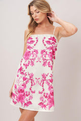 CHIC BLOSSOM WOVEN MINI DRESS