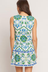 EURO BLUE WOVEN MINI DRESS