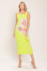 LUSH LIME WOVEN MIDI DRESS