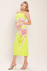 LUSH LIME WOVEN MIDI DRESS