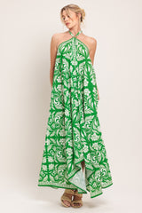 EMERALD BLOOM WOVEN MIDI SCARF DRESS