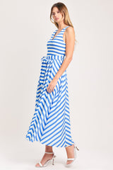BLUE SERENA WOVEN MIDI DRESS
