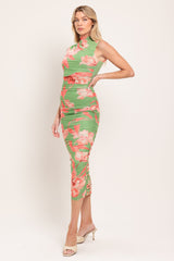 PARADISE GLOW POWER MESH MIDI DRESS