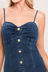 RIVET ROMANCE DENIM MINI DRESS