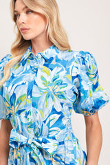 OCEAN GARDEN WOVEN MIDI DRESS