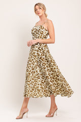 LEOPARD GRACE WOVEN MIDI DRESS
