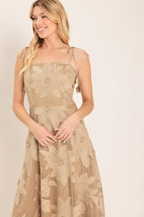 SANDY BLOOM FLORAL WOVEN LACE MIDI DRESS