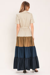 MARINA SUNSET WOVEN MAXI SHIRT DRESS